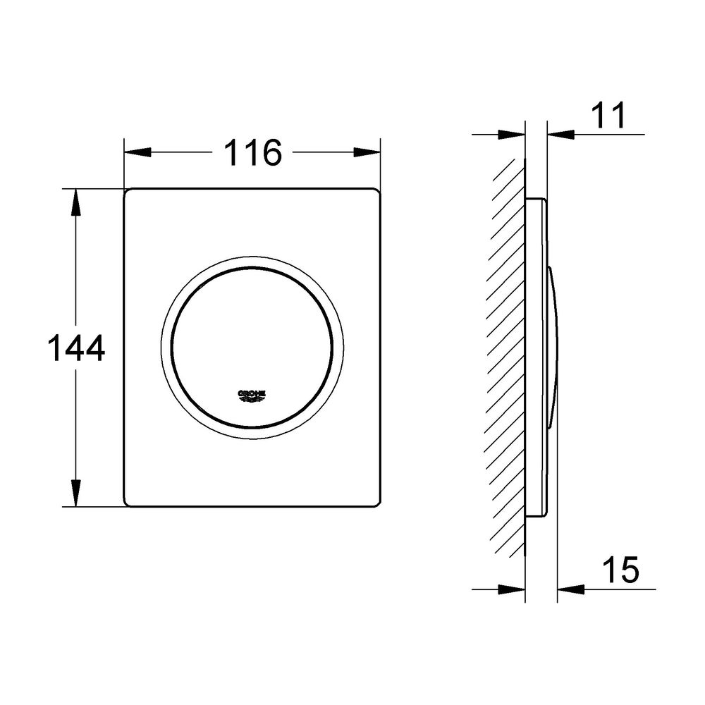 Grohe Nova Cosmopolitan Urinal-Betätigungsplatte, mechanisch, 116x144mm, Kunststoff, Ma... GROHE-38804P00 4005176861536 (Abb. 3)