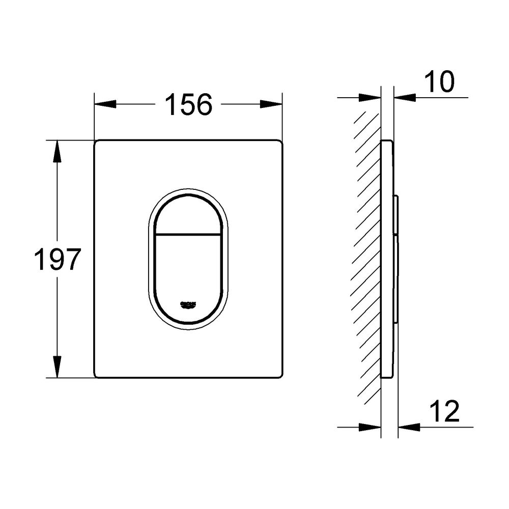 Grohe Cosmopolitan Arena WC-Betätigung, Drückerplatte, Phantom Black, 2-Mengen-, Start/... GROHE-38844KF0 4005176951992 (Abb. 3)