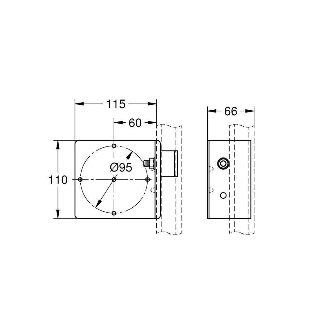 Grohe Rapid Pro Halterung für F-digital Deluxe Temperaturfühler, einseitig befestigt, verzinkt, 3906... GROHE-39064000  (Abb. 3)