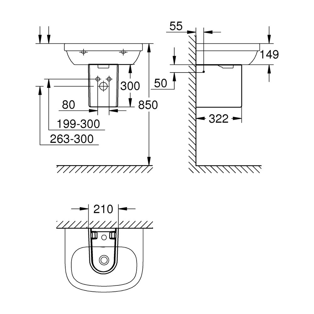 Grohe Halbsäule Euro Keramik für Waschtisch, Alpinweiß, 39201000... GROHE-39201000 4005176344947 (Abb. 6)