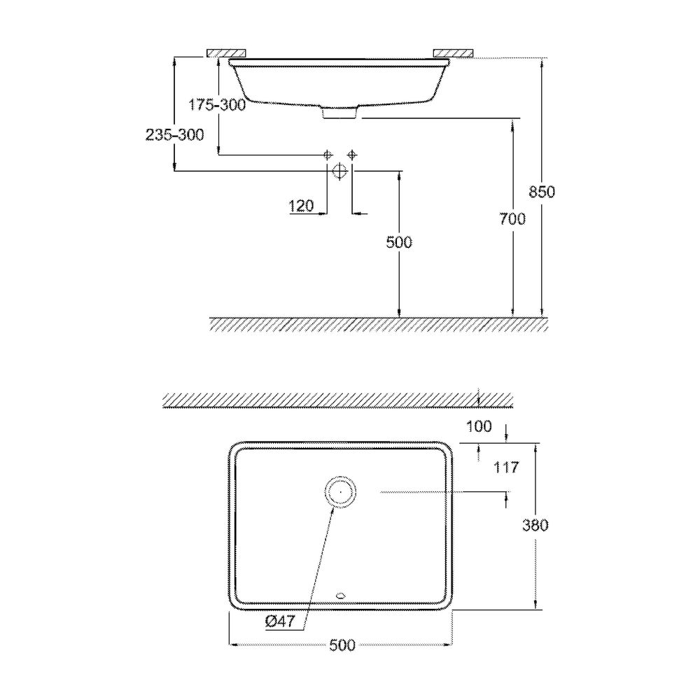 Grohe Cube Keramik Unterbauwaschtisch, 492x370mm, PureGuard Hygieneoberfläche, Sanitärk... GROHE-3948000H 4005176442643 (Abb. 7)