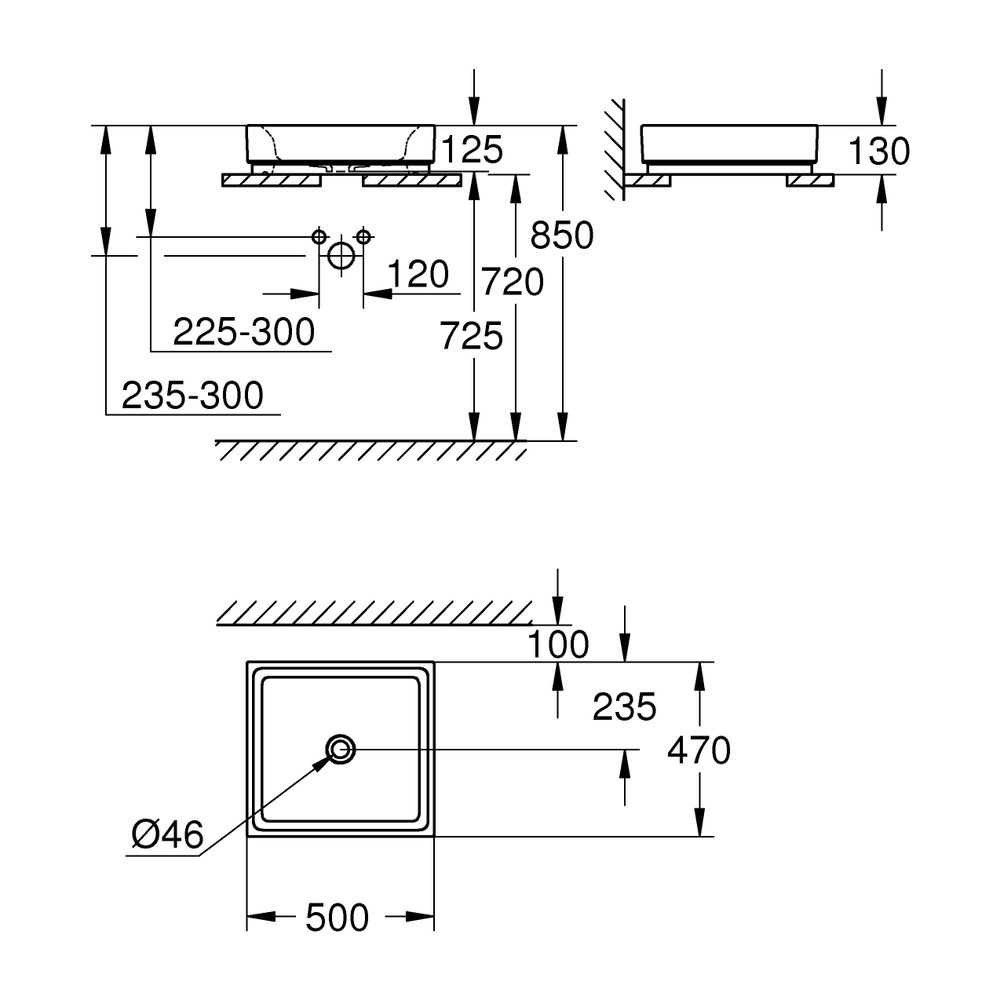 Grohe Aufsatzschale Cube Keramik Aufsatz, 500x130x470mm, PureGuard, Alpinweiß, 3948100H... GROHE-3948100H 4005176442650 (Abb. 6)