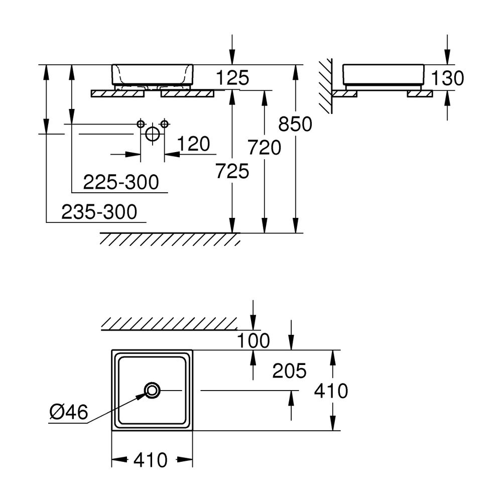 Grohe Aufsatzschale Cube Keramik Aufsatz, 410x130x410mm, PureGuard, Alpinweiß, 3948200H... GROHE-3948200H 4005176442667 (Abb. 6)