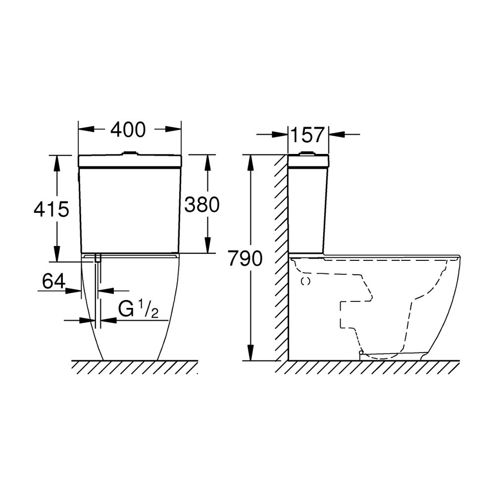 Grohe Essence Aufsatzspülkasten Keramik Anschluss von unten Alpinweiß, 39579000... GROHE-39579000 4005176485152 (Abb. 6)