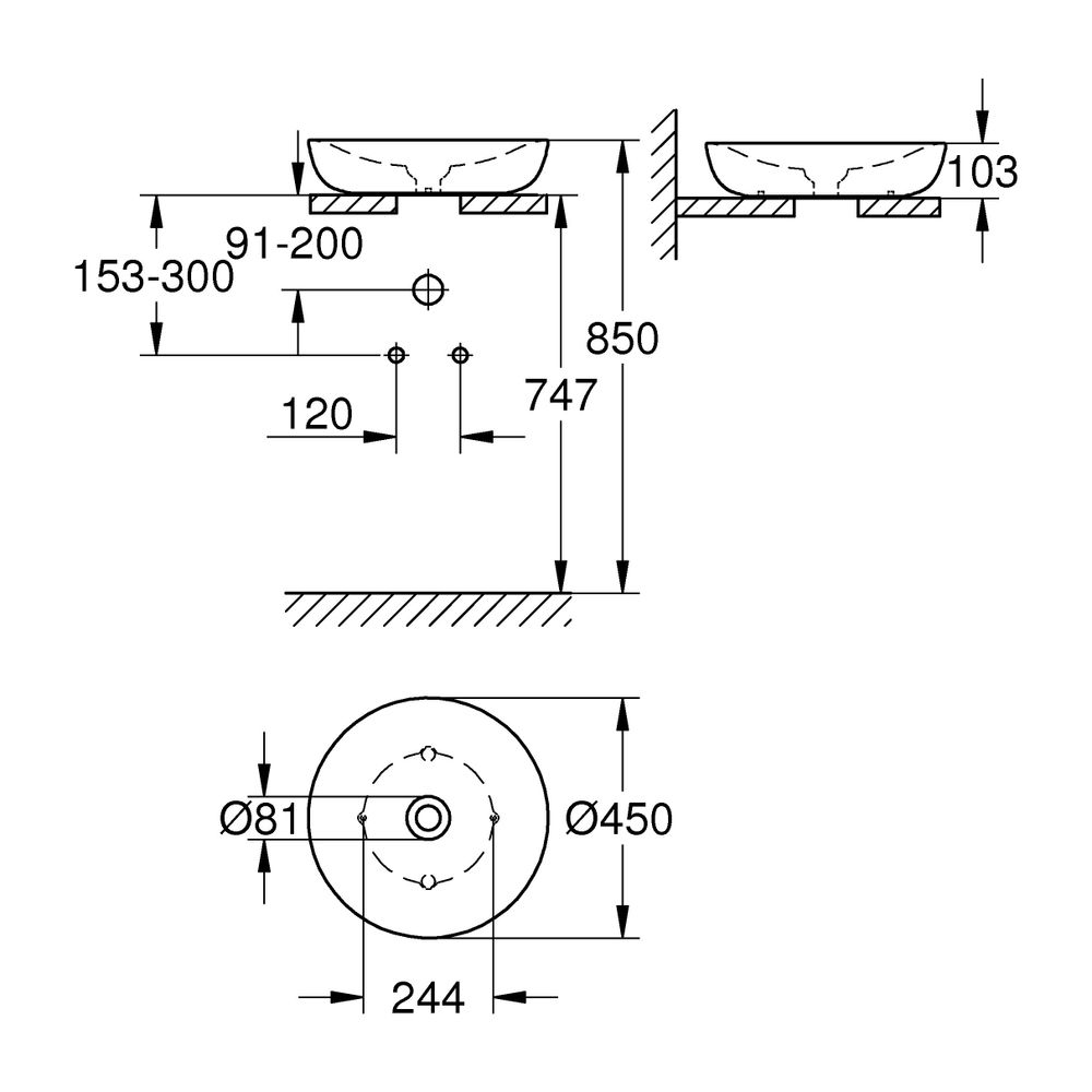 Grohe Essence Aufsatzschale Keramik 450x450mm PureGuard, Alpinweiß, 3960900H... GROHE-3960900H 4005176566509 (Abb. 6)