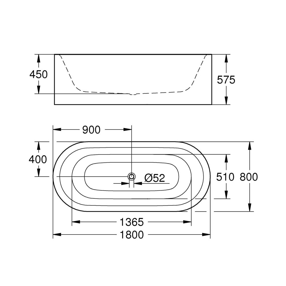 Grohe Essence Badewanne freistehend, EasyClean ohne Überlauf, Alpinweiß, 3961300H... GROHE-3961300H  (Abb. 3)