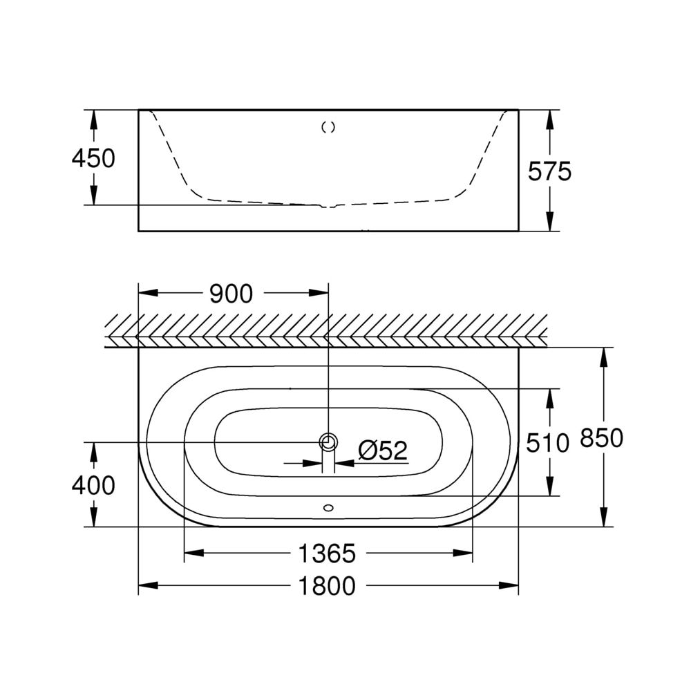 Grohe Essence Vorwand-Badewanne für Wannenkombination, EasyClean, Alpinweiß, 3965000H... GROHE-3965000H  (Abb. 3)