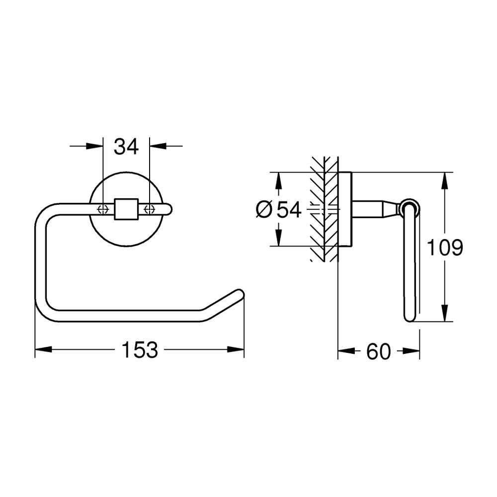 Grohe Bau Cosmopolitan WC-Papierhalter, Toilettenpapierhalter ohne Deckel, Chrom, 40457... GROHE-40457001 4005176327865 (Abb. 5)