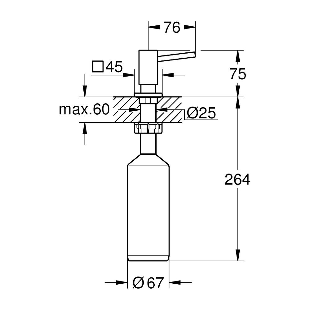 Grohe Spülmittelspender Cube für Flüssigseifen 500ml, Supersteel, 40649DC0... GROHE-40649DC0 4005176736704 (Abb. 5)