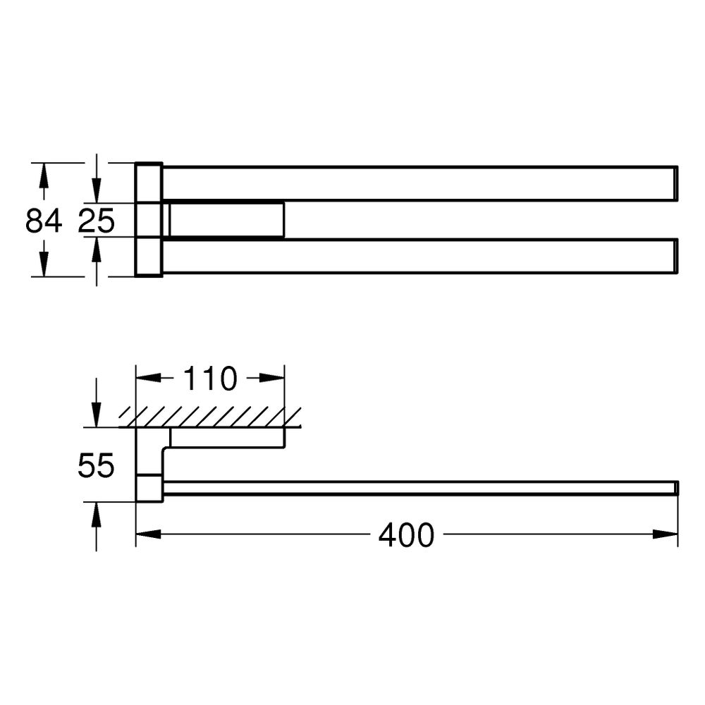Grohe Selection Cube Doppel-Handtuchhalter, 2-armig, schwenkbar, 400mm, Mattschwarz, 4... GROHE-407682430 4067393083313 (Abb. 3)