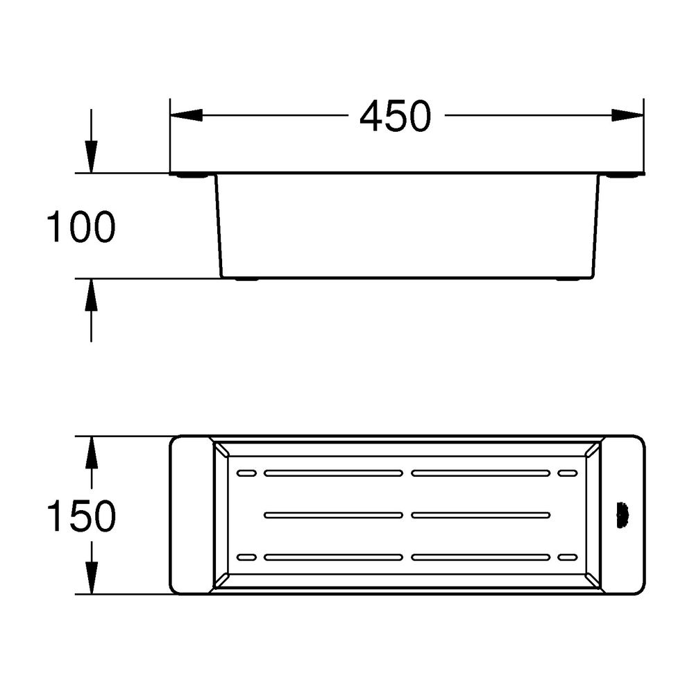 Grohe Abtropfschale, Edelstahl, 450x150x100mm, Hard Graphite gebürstet, 40852AL0... GROHE-40852AL0 4005176740589 (Abb. 6)