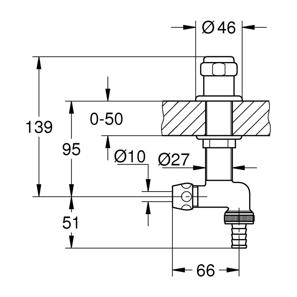 Grohe Original WAS Untertischventil DN 15, Spültischmontage, 50mm verstellbar, Fettkamm... GROHE-41050000 4005176282072 (Abb. 5)