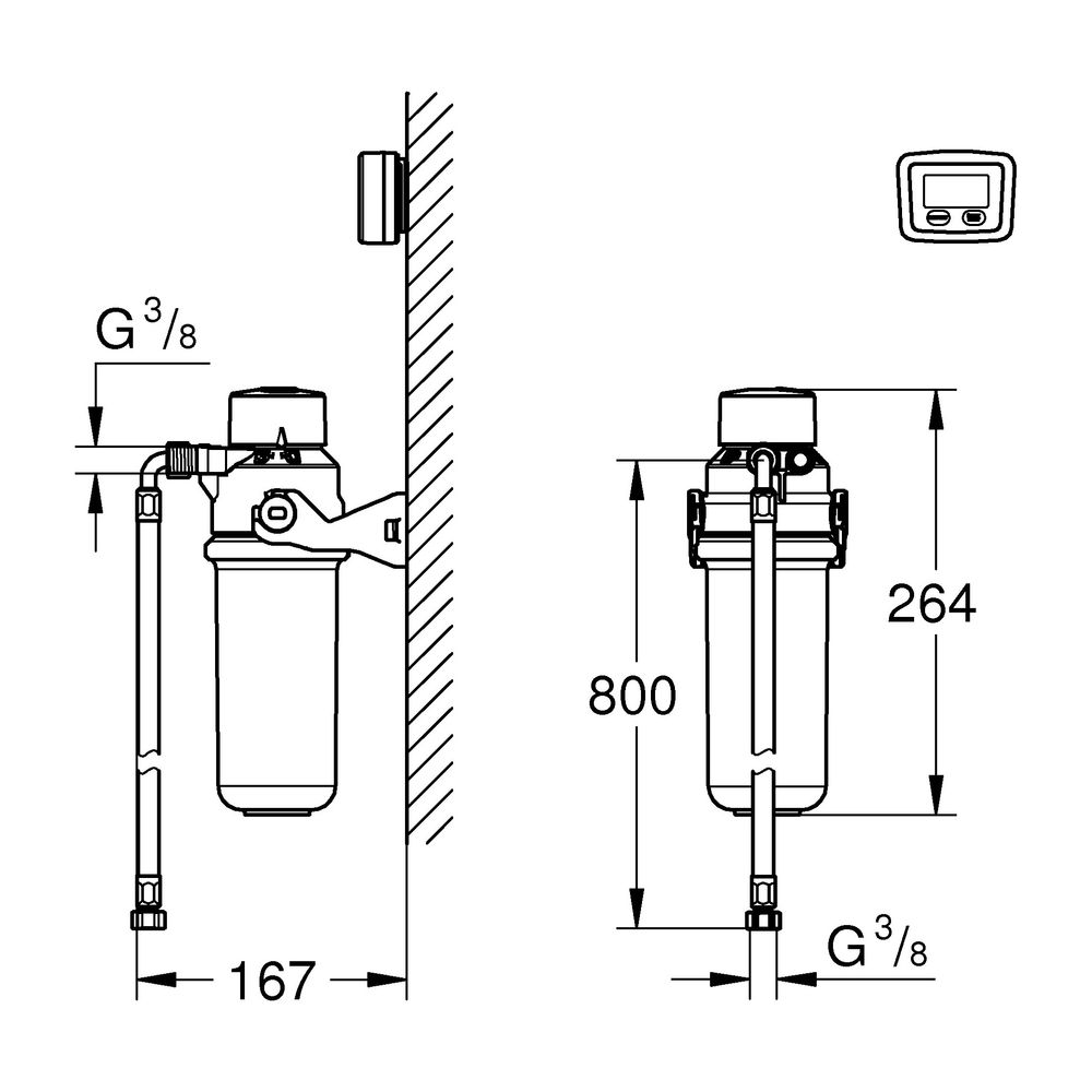 Grohe Blue Aktivkohlefilter-Starter-Set, Filterkopf, Aktivkohlefilter, Zeitzähler, 4113... GROHE-41136000 4005176774430 (Abb. 8)