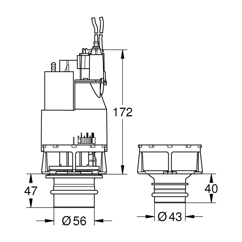 Grohe Ablaufventil Dual Flush für Spülkasten pneumatische Betätigung 0,82m, 3/6L, 42265... GROHE-42265000 4005176857089 (Abb. 4)