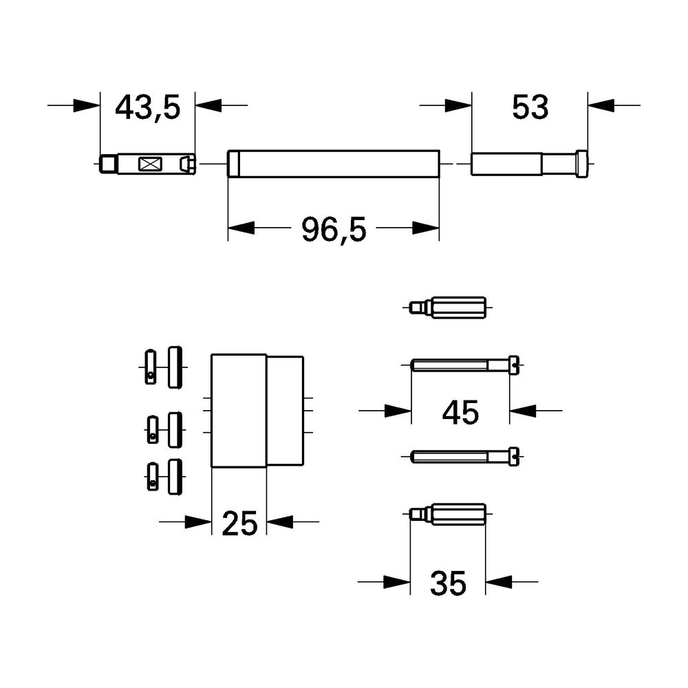 Grohe Verlängerungsset für Unterputz-Einbaukörper, 25mm, Chrom, 46112000... GROHE-46112000 4005176009068 (Abb. 3)