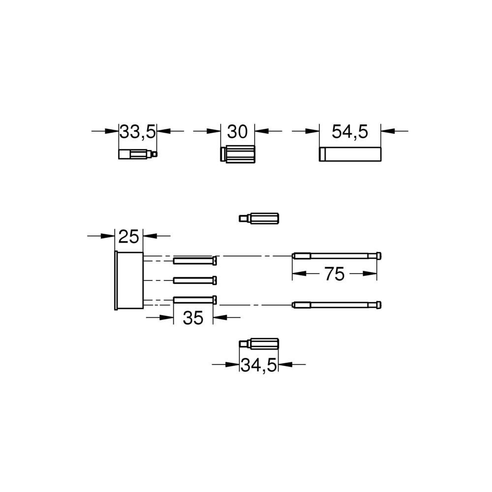 Grohe Verlängerungsset, 25mm, DN 15, Silk Metal, 46191AV0... GROHE-46191AV0  (Abb. 3)