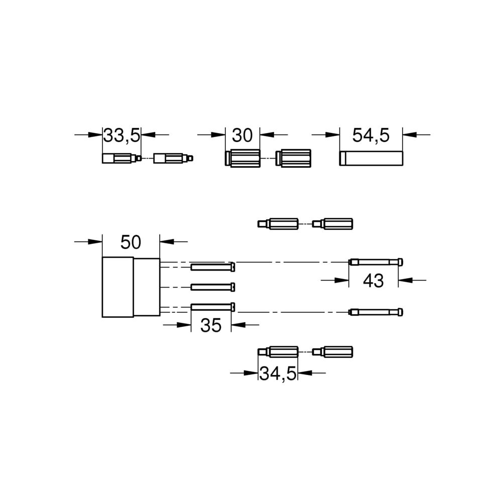 Grohe Verlängerungsset 50mm, G 1/2", Edelmessing, 46343Z00... GROHE-46343Z00  (Abb. 3)