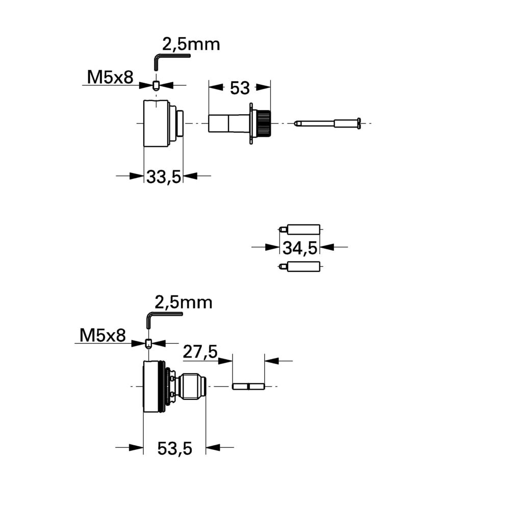 Grohe Verlängerungsset für Grohtherm 3000, 27,5mm, 47359000... GROHE-47359000  (Abb. 3)