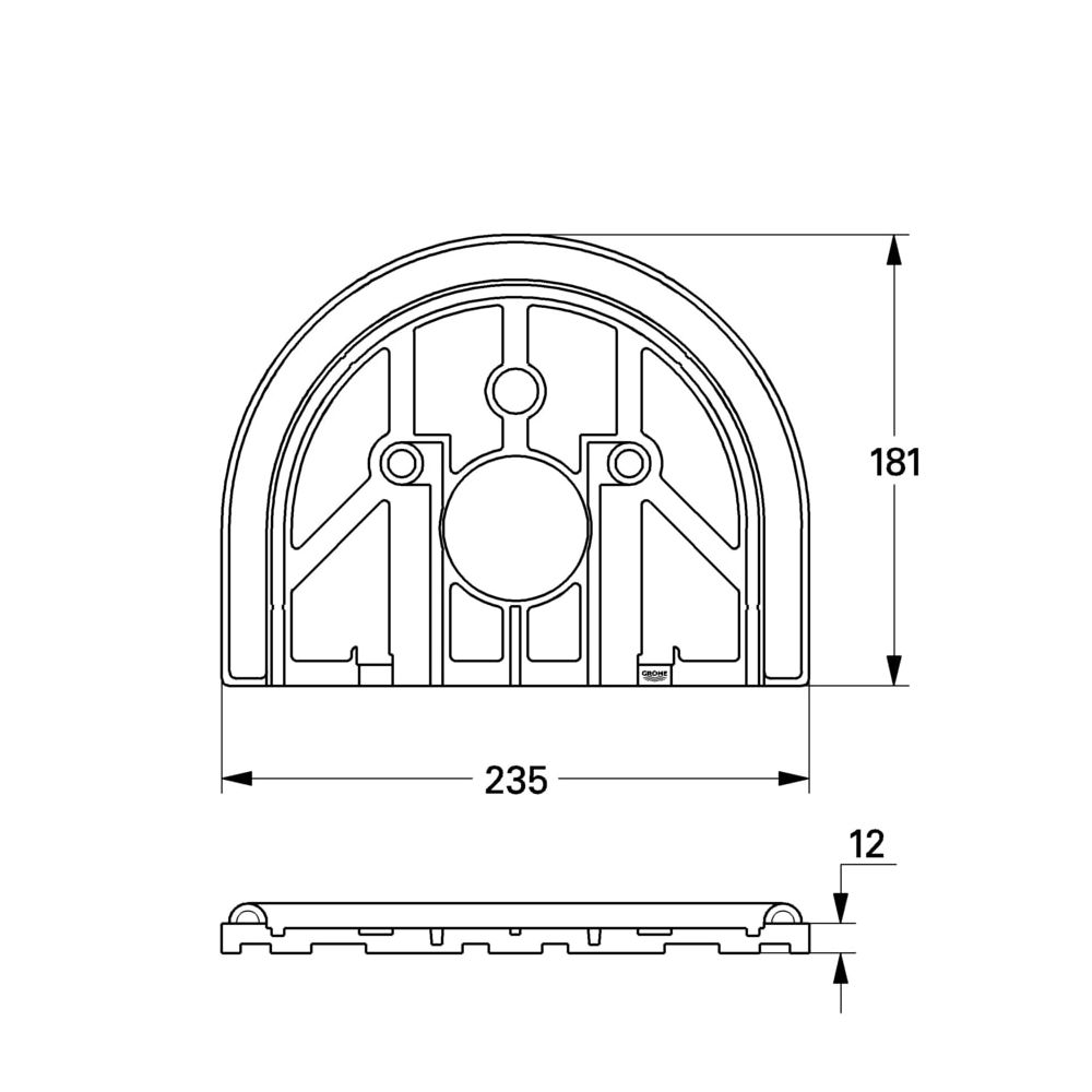Grohe Distanzstück 12mm für zu flachen Einbau, ohne Befestigungsschr., für Chiara 19530/19531/19610,... GROHE-47462A00  (Abb. 3)