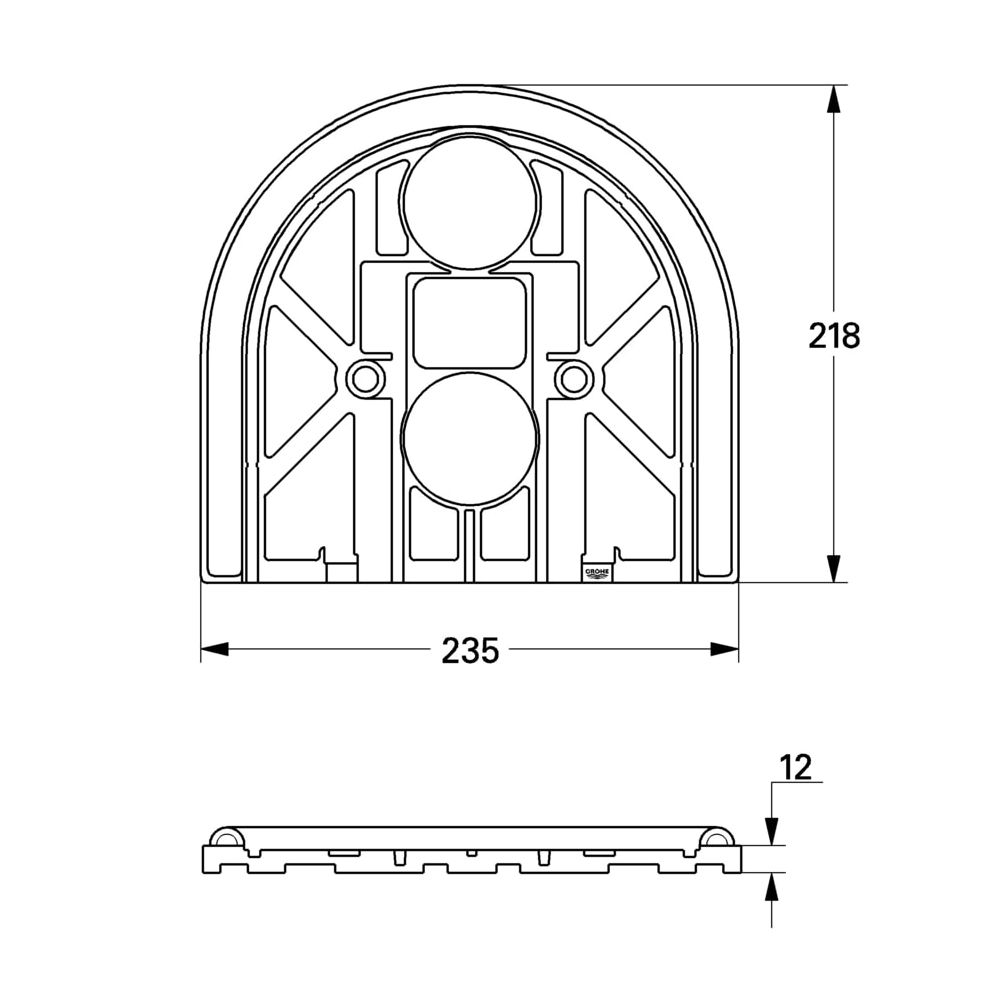 Grohe Distanzstück 12mm für zu flachen Einbau, ohne Befestigungsschr., für Chiara 19611/19613, Mattc... GROHE-47464P00  (Abb. 3)