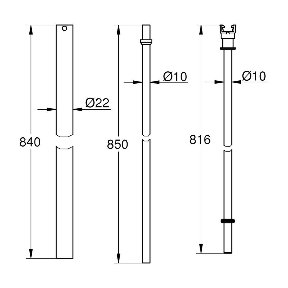 Grohe Ersatzrohr für Duschsysteme, 150mm kürzer gegenüber Originalrohr, Chrom, 48054000... GROHE-48054000 4005176890048 (Abb. 7)