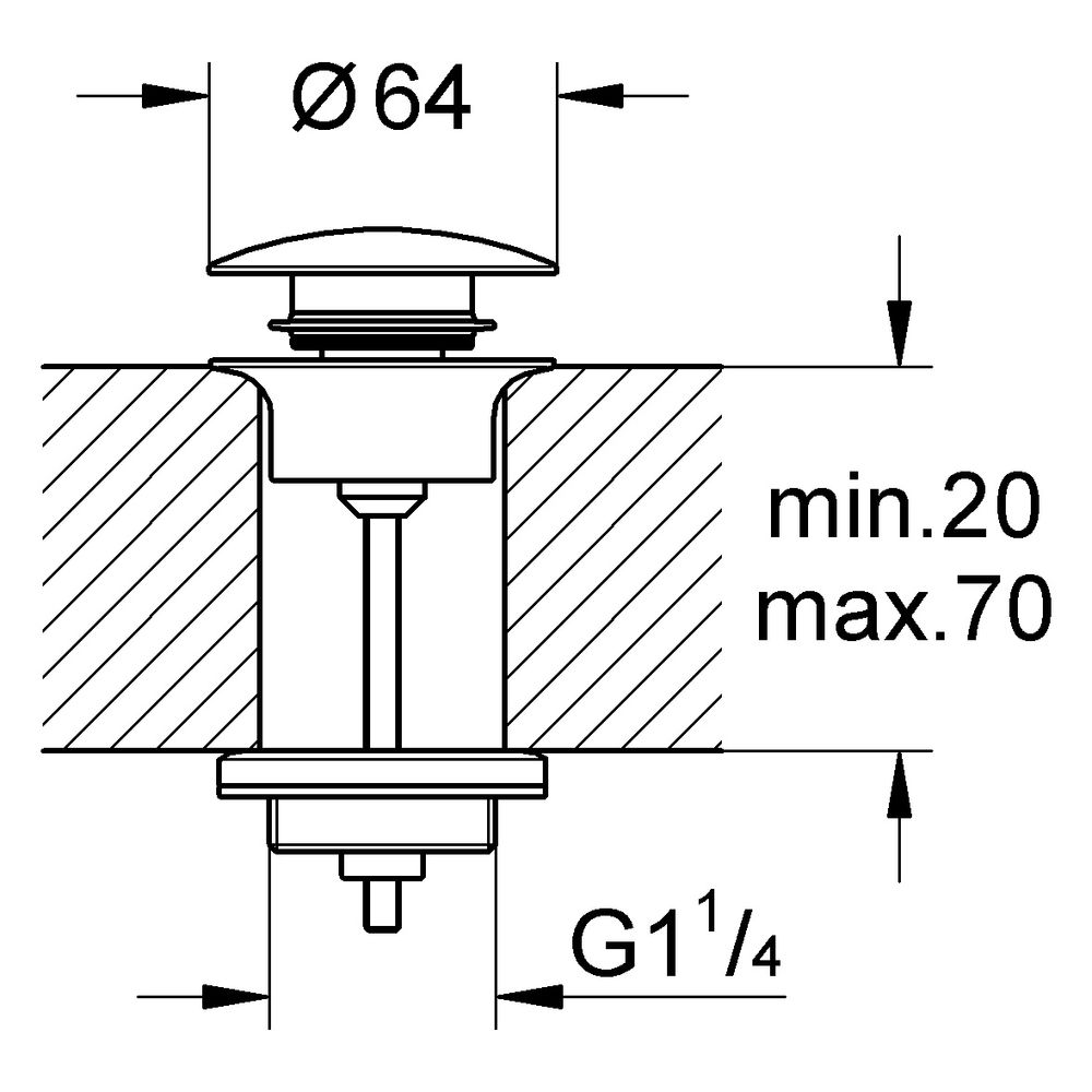 Grohe Ablaufgarnitur mit Klickverschluss, herausnehmbarer Stopfen, verschließbar, Satin... GROHE-65807MG0 4005176944796 (Abb. 3)