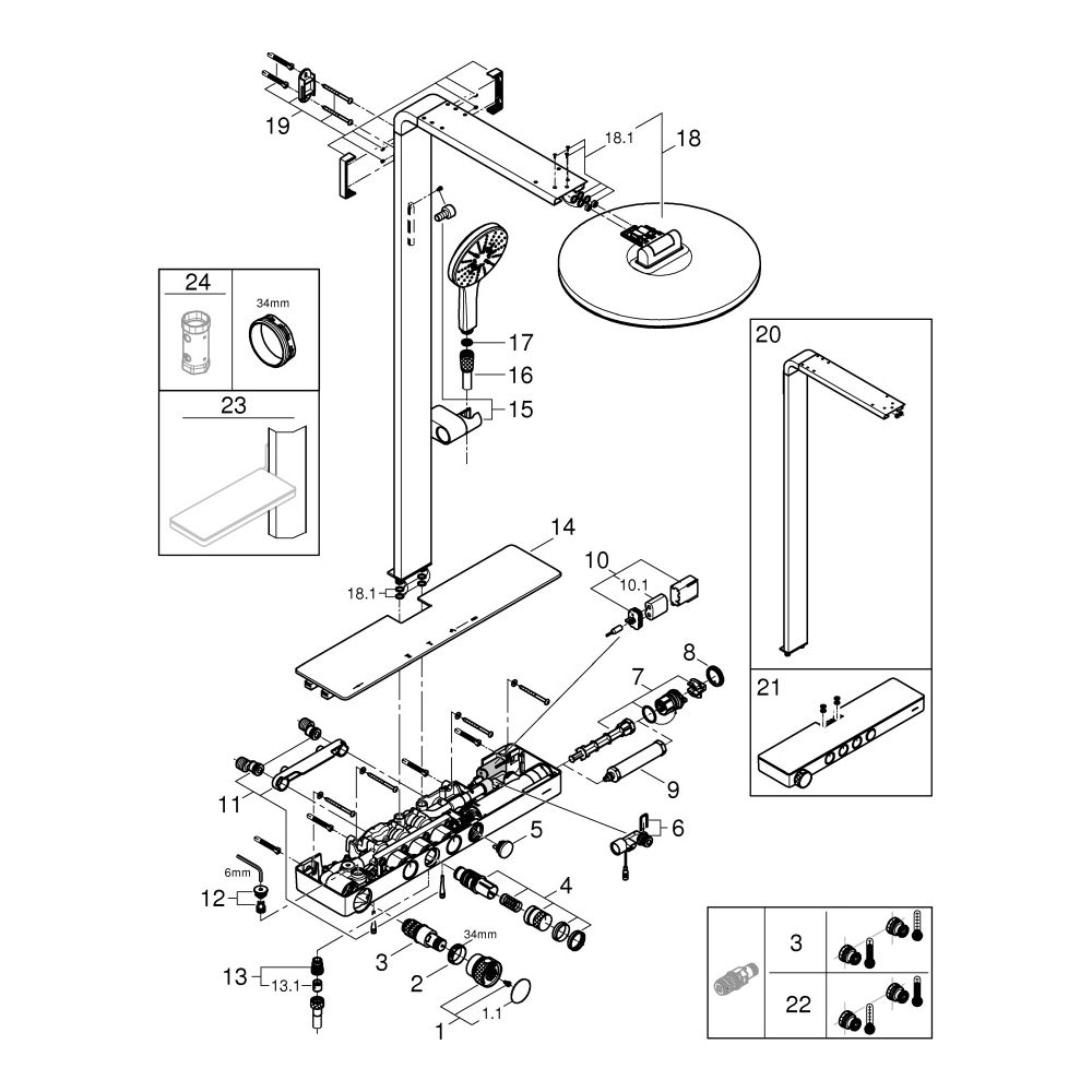Grohe Rainshower Aqua Pure 100964 Duschsystem Wandmontage mit SmartControl Thermostat... GROHE-100964AL00 4005176949746 (Abb. 4)