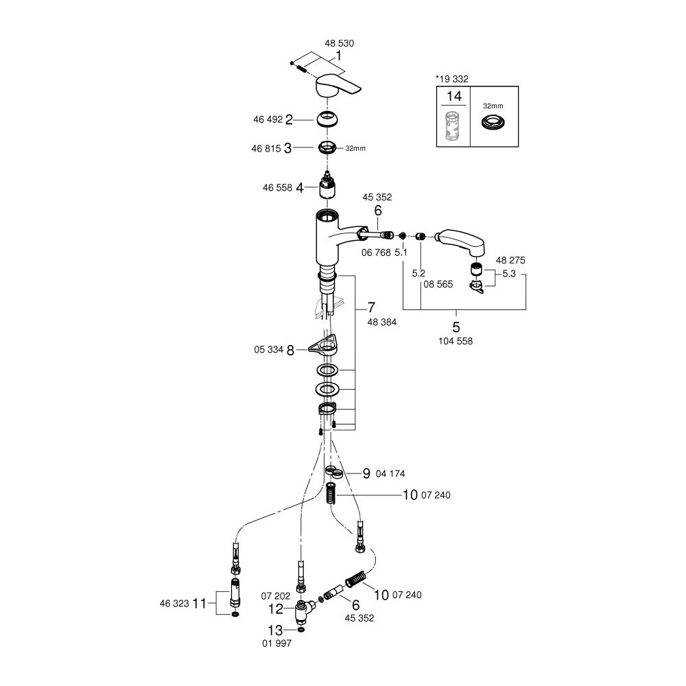 Grohe Eurosmart Einhand-Spültischbatterie, Niederdruck, flacher Auslauf, herausziehba... GROHE-1012310000 4067393002833 (Abb. 4)