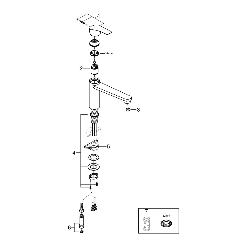 Grohe Eurosmart Einhand-Spültischbatterie, Niederdruck, mittelhoher Auslauf, Chrom, 1... GROHE-1012330000 4067393002857 (Abb. 4)