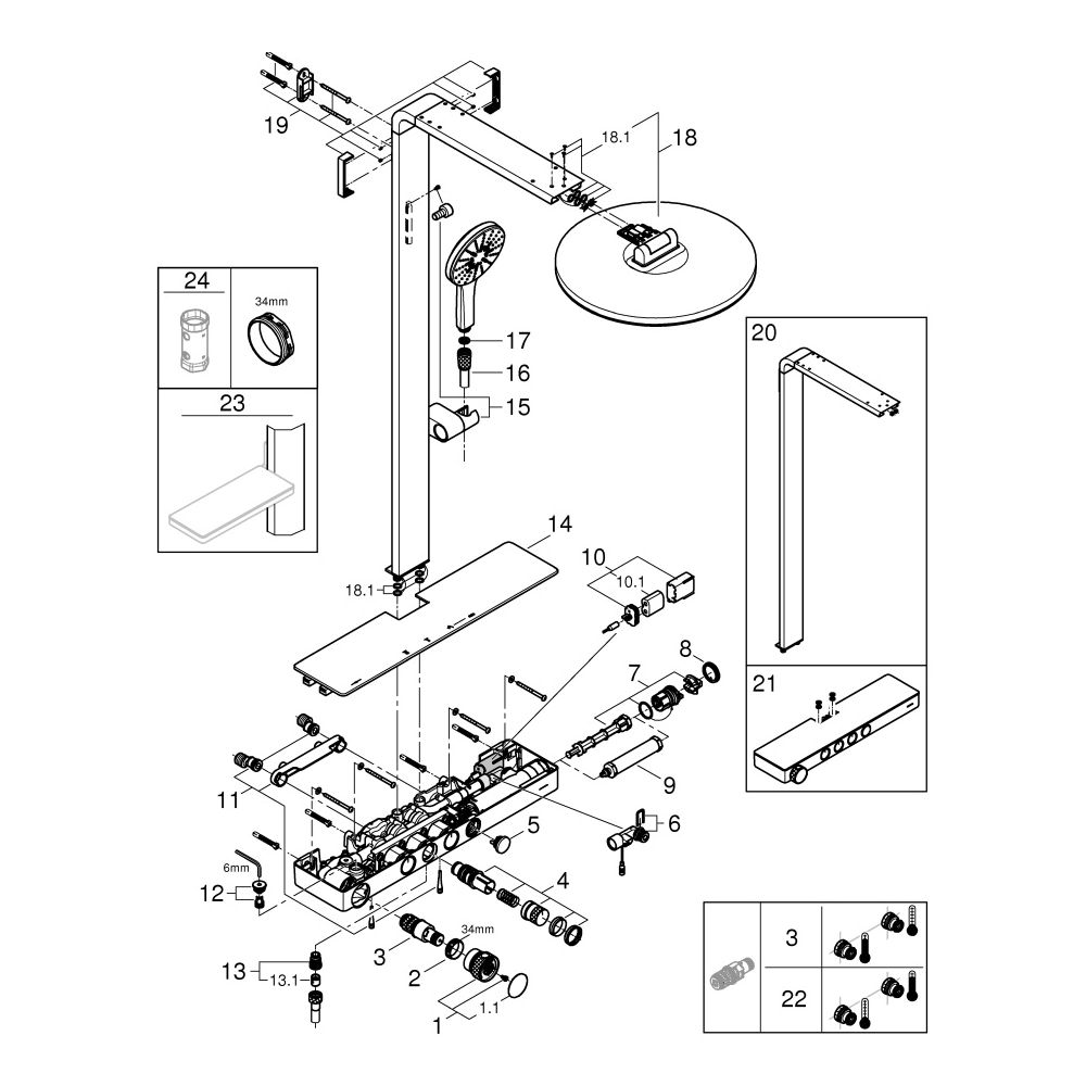 Grohe Rainshower Aqua Pure Duschsystem WMG mit SmartControl Therm., Kopfbr. rund 2-St... GROHE-101680GL00 4067393005711 (Abb. 4)