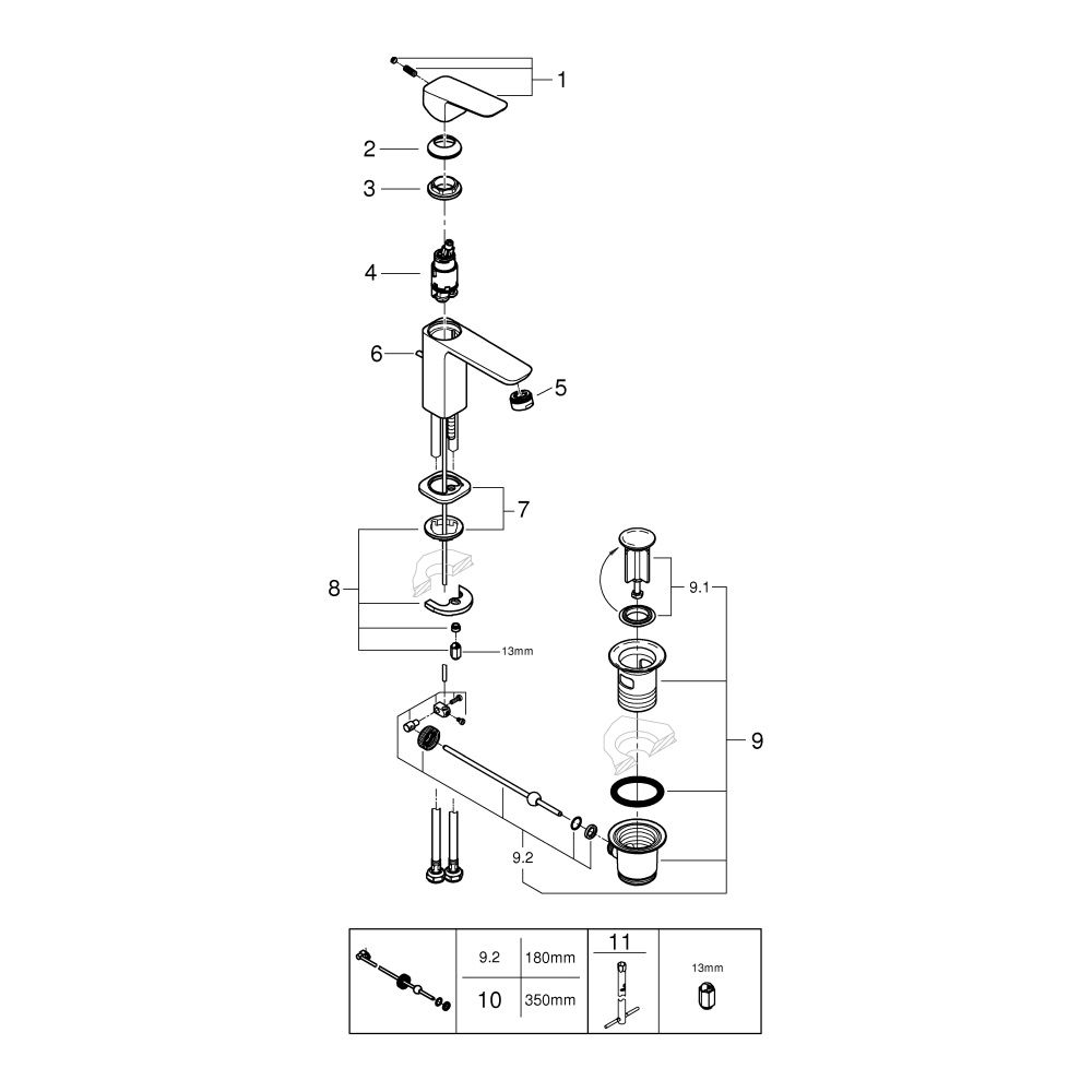 Grohe Cubeo Einhand-Waschtischbatterie S-Size, 1-Loch-Montage, mit Zugstangen-Ablaufg... GROHE-1016940000 4067393014027 (Abb. 4)