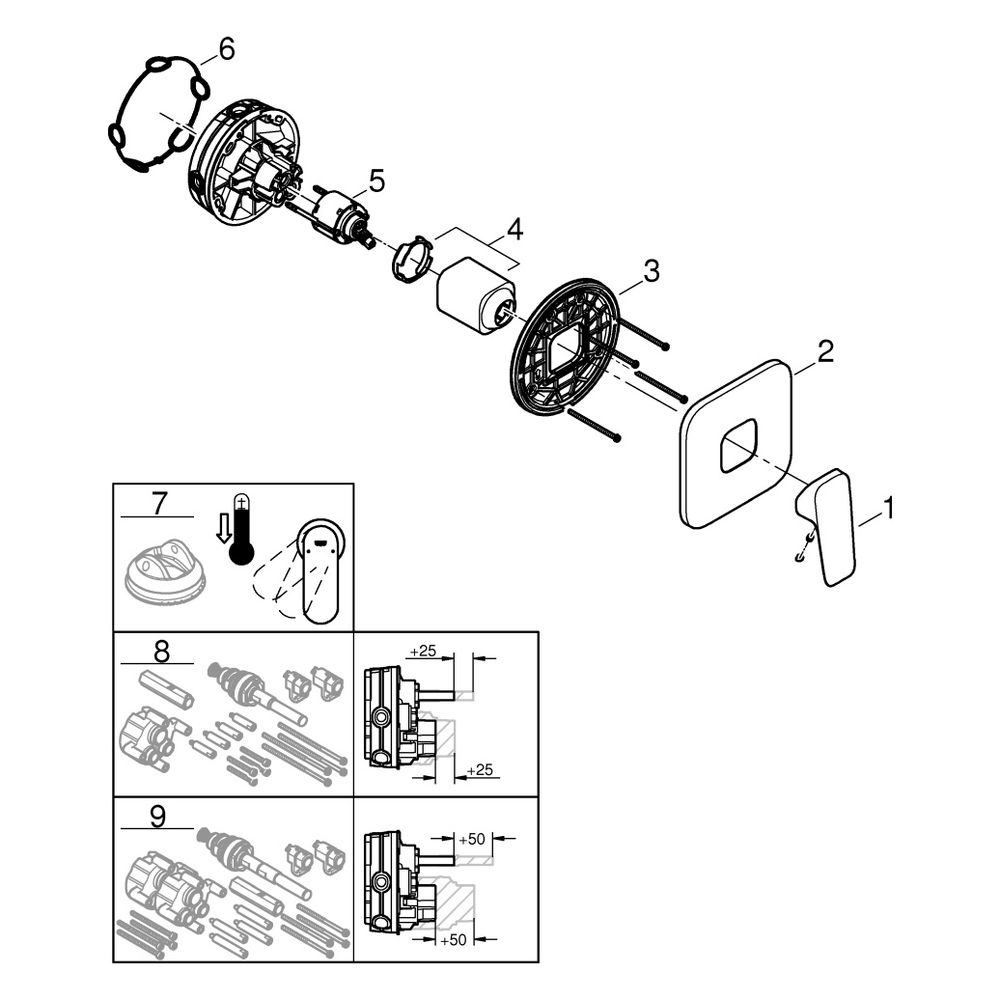 Grohe Cubeo Einhand-Brausebatterie, Fertigmontageset für Rapido SmartBox, Mattschwarz... GROHE-1017772430 4067393010616 (Abb. 4)