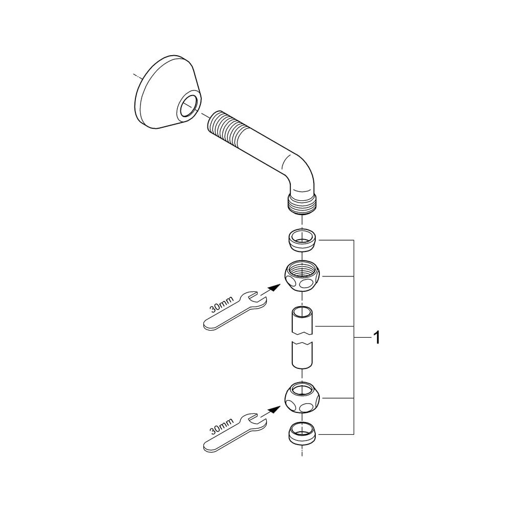 Grohe Abgangsbogen mit Schubrosette, 18mm x 3/4" x 1/2", Chrom, 12407000... GROHE-12407000 4005176004629 (Abb. 5)