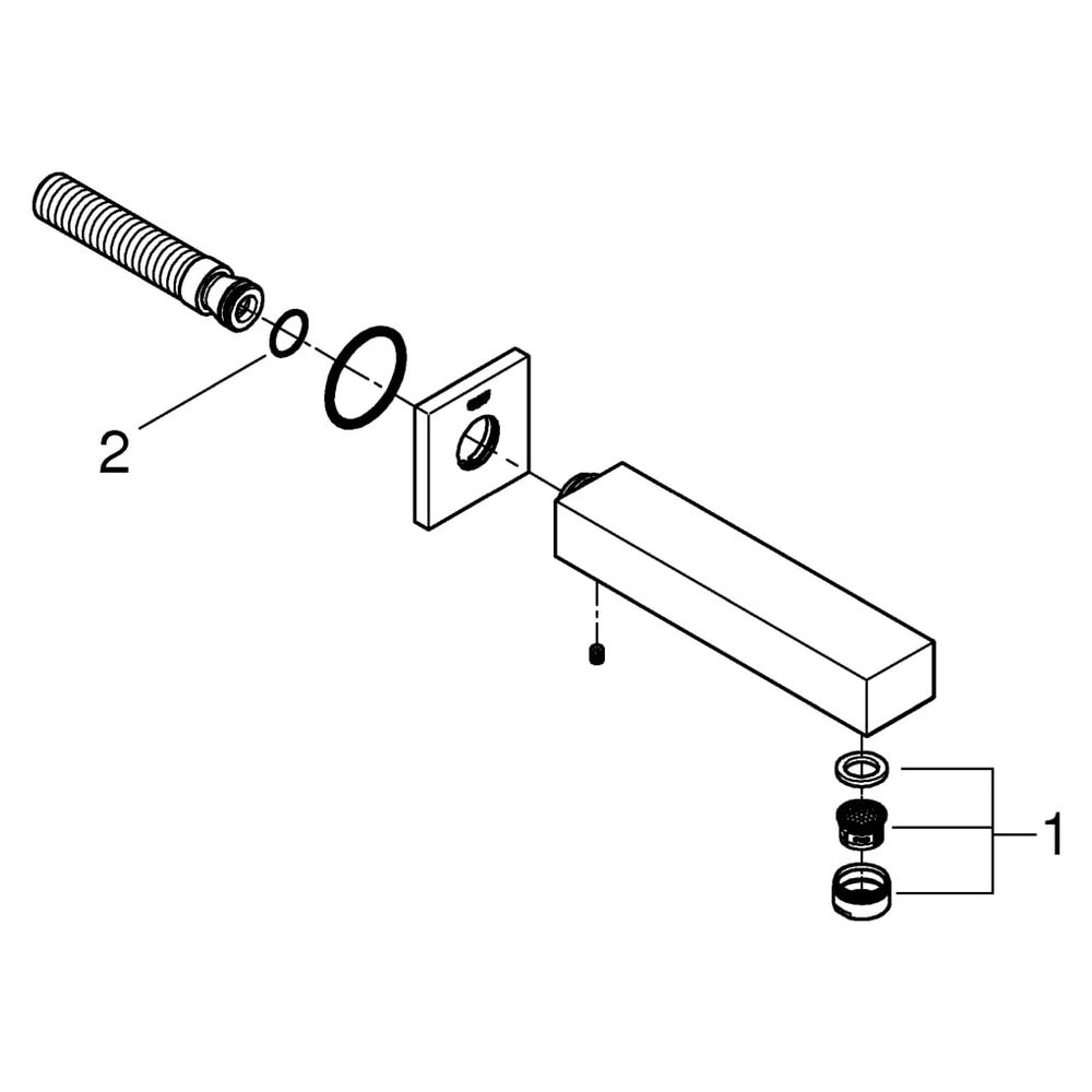 Grohe Eurocube Wanneneinlauf, Wandmontage, Ausladung 170mm, Chrom, 13303000... GROHE-13303000 4005176906350 (Abb. 6)