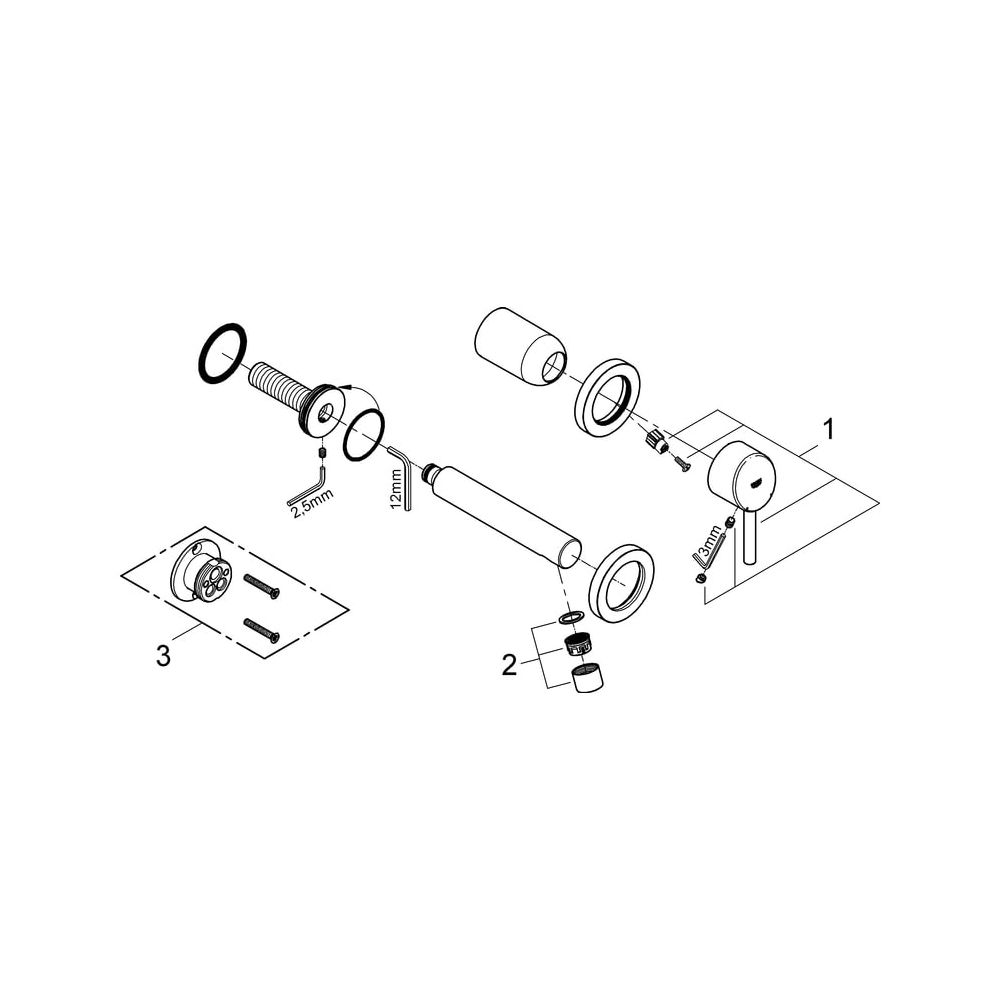 Grohe Concetto 2-Loch-Waschtischbatterie, Wandmontage, Fertigmontageset, AquaGuide, Chr... GROHE-19575001 4005176888366 (Abb. 7)