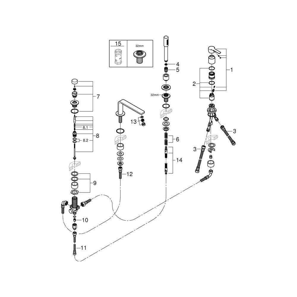Grohe Lineare 4-Loch-Einhand-Wannenkombination, Hard Graphite gebürstet, 19577AL1... GROHE-19577AL1 4005176586224 (Abb. 10)