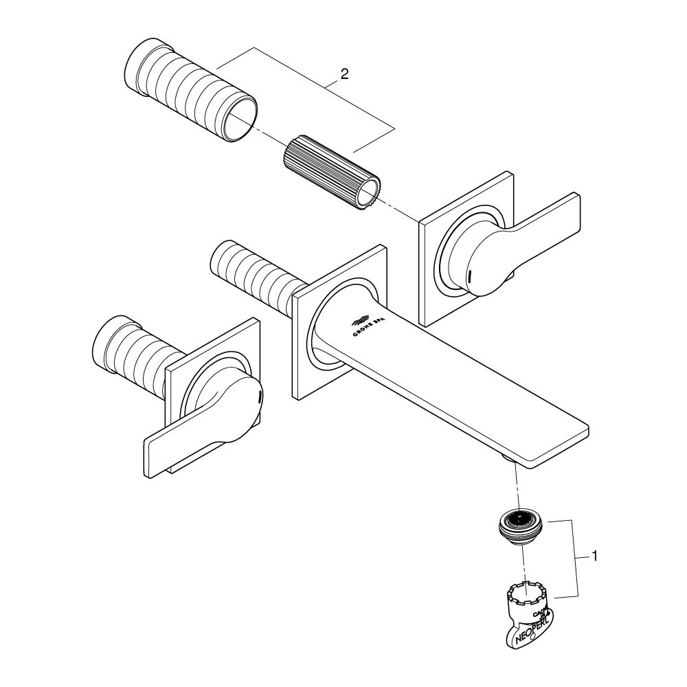 Grohe 3-Loch-Waschtischbatterie Allure, Wandmontage, Fertigmontageset für 29 025, Ausla... GROHE-20189AL2 4005176499869 (Abb. 4)