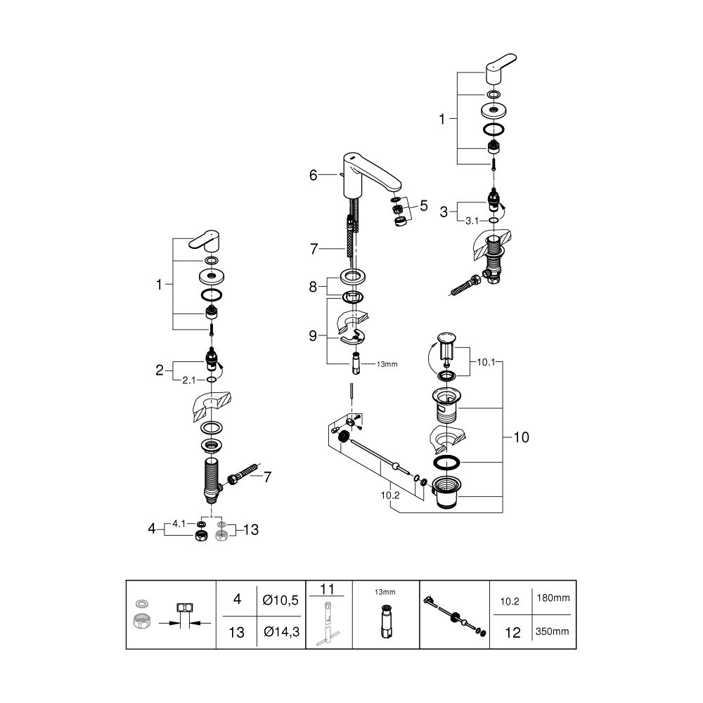 Grohe Eurostyle Cosmopolitan 3-Loch-Waschtischbatterie, Zugstangen-Garnitur, Chrom, 202... GROHE-20208002 4005176886980 (Abb. 9)