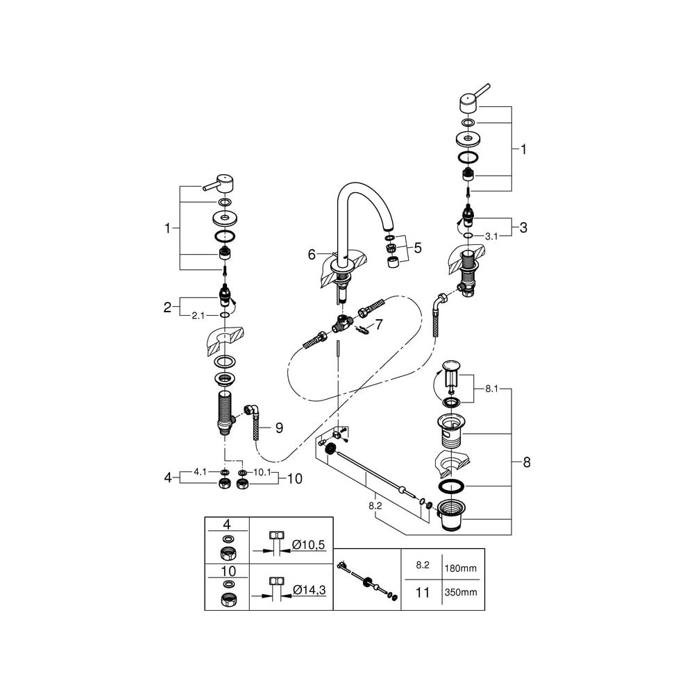 Grohe Concetto 3-Loch-Waschtischbatterie L-Size, 1 1/4" Zugstangen-Garnitur, Chrom, 202... GROHE-20216001 4005176888373 (Abb. 8)