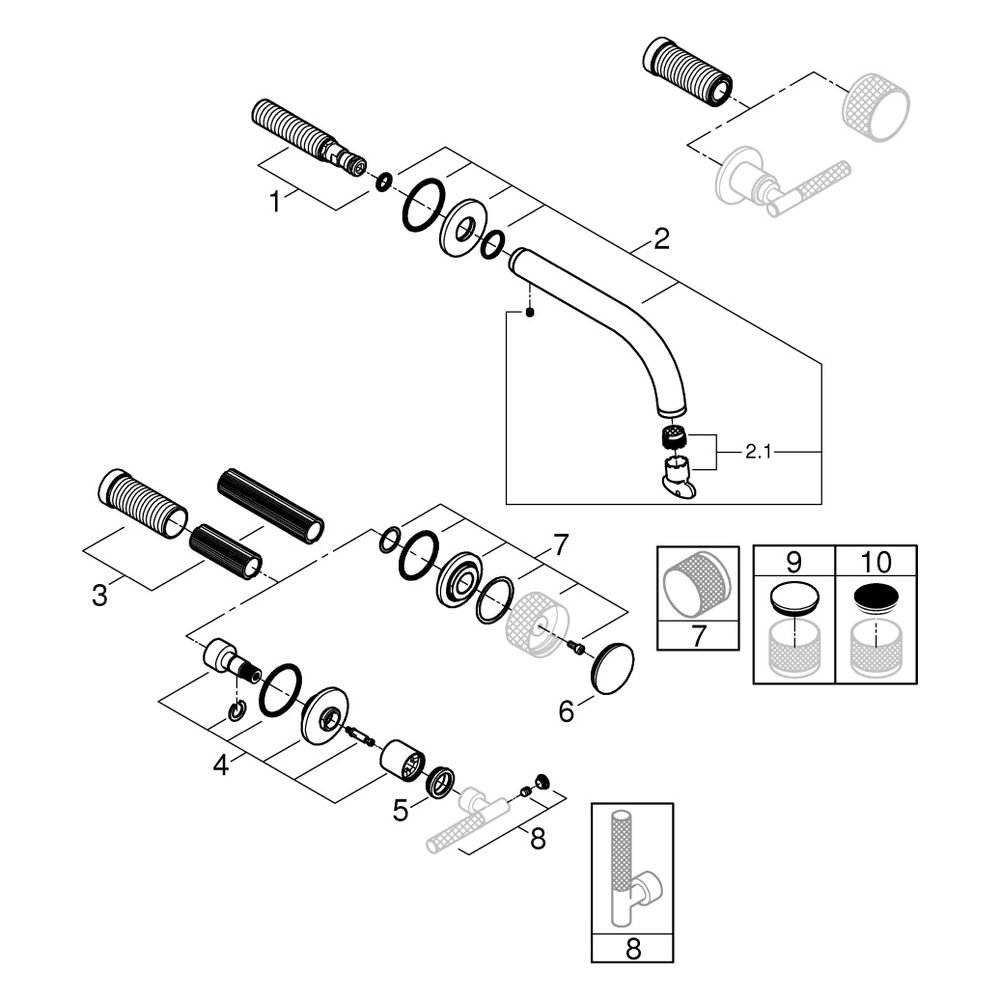 Grohe Atrio PC 3-Loch-Waschtisch-Wandbatterie, Fertigset für Hebelgriffe, Stichmaß 200m... GROHE-20587GL0 4005176511936 (Abb. 5)