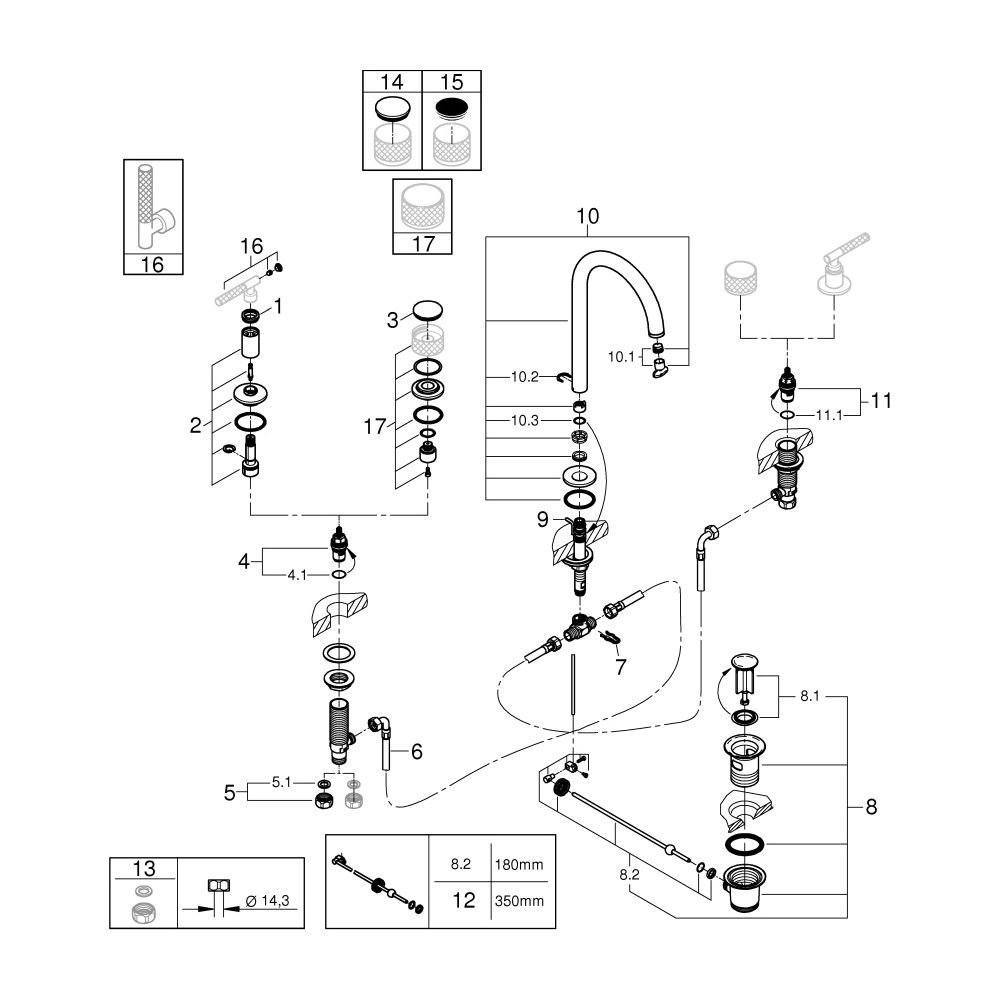 Grohe Atrio PC 3-Loch-Waschtischbatterie für Hebelgriffe, Zugstangen-Ablaufgarnitur, Su... GROHE-20593DC0 4005176511455 (Abb. 6)
