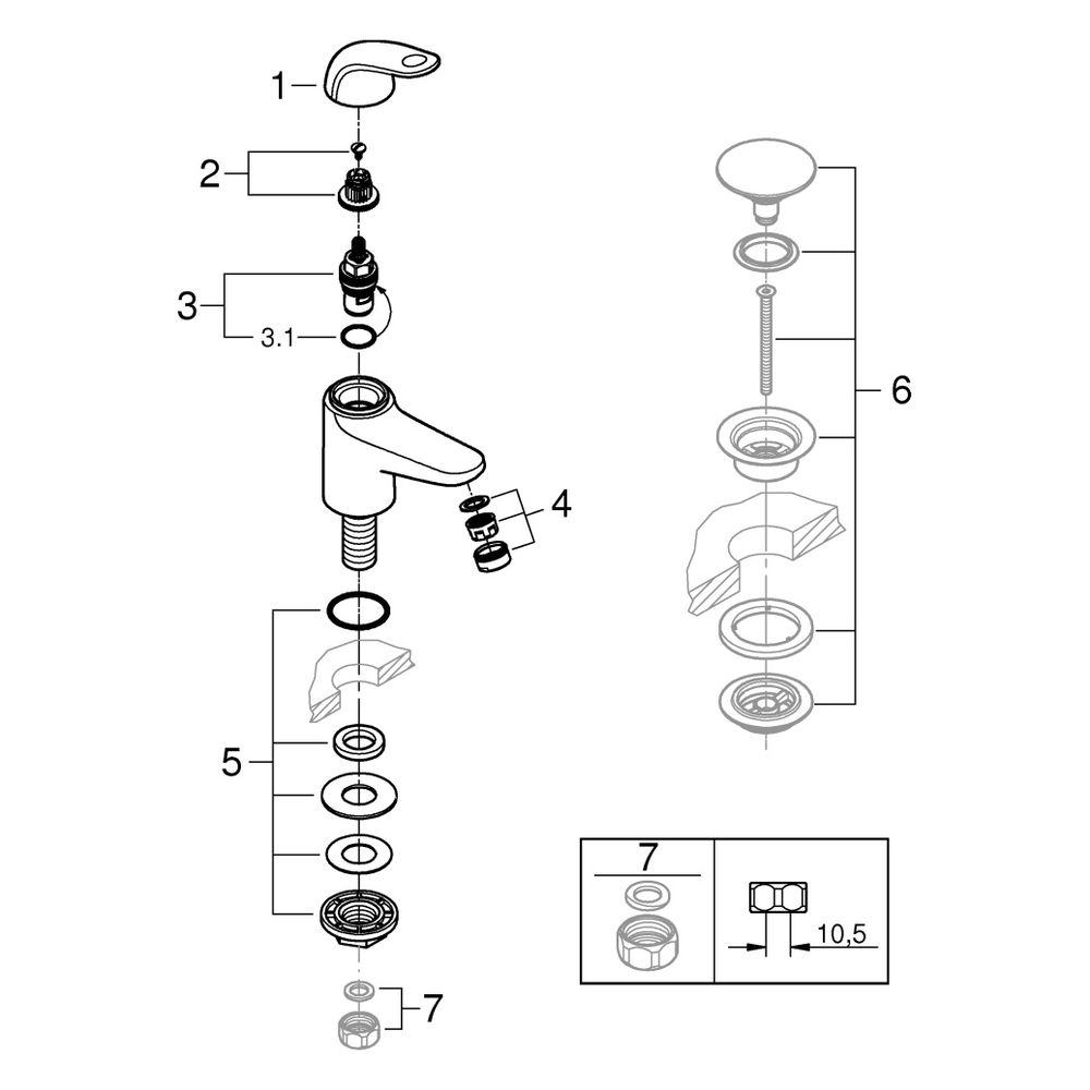 Grohe EuroPro Standventil, XS-Size, Einlochmontage, EcoJoy, Chrom, 20616001... GROHE-20616001 4005176742644 (Abb. 4)