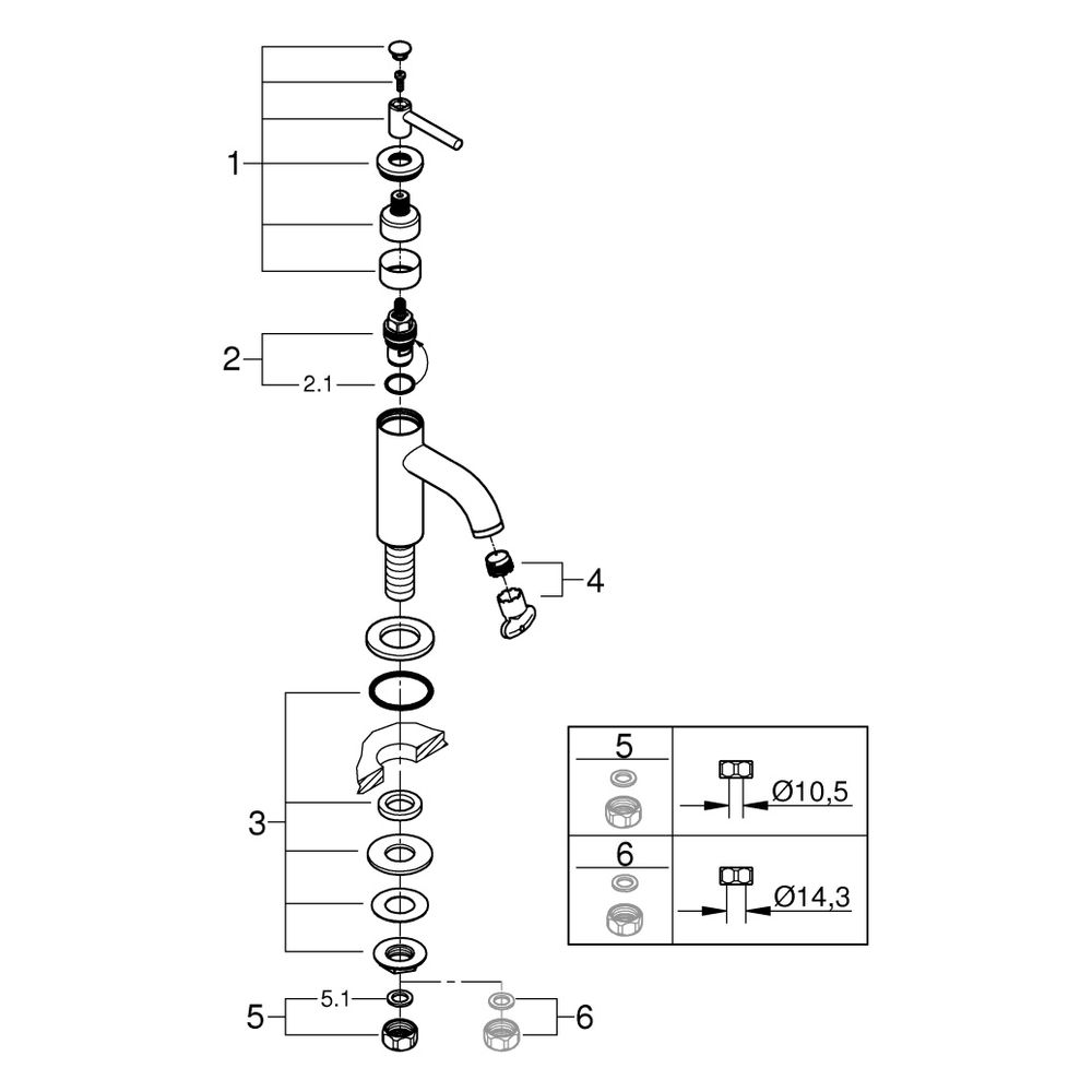 Grohe Atrio Standventil, XS-Size, mit Hebelgriff, Chrom, 20658000... GROHE-20658000 4005176763007 (Abb. 7)