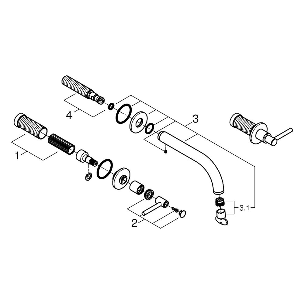 Grohe Atrio 3-Loch-Waschtischbatterie, Fertigmontageset, mit Hebelgriffen, Wandmontage,... GROHE-20662GN0 4005176952043 (Abb. 4)
