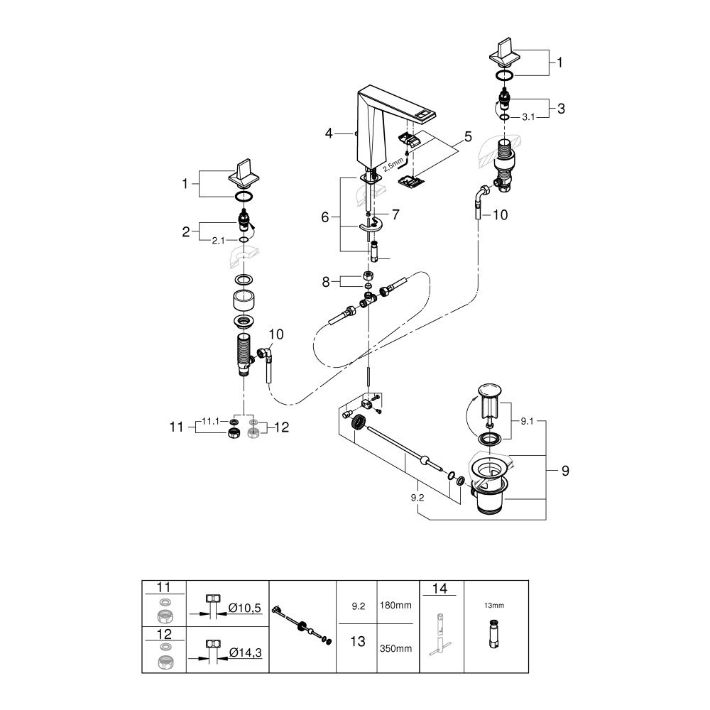 Grohe Allure Brilliant Private Collection 3-Loch-Waschtischbatterie, Trapezbetät. White... GROHE-20668AL0 4005176795022 (Abb. 4)