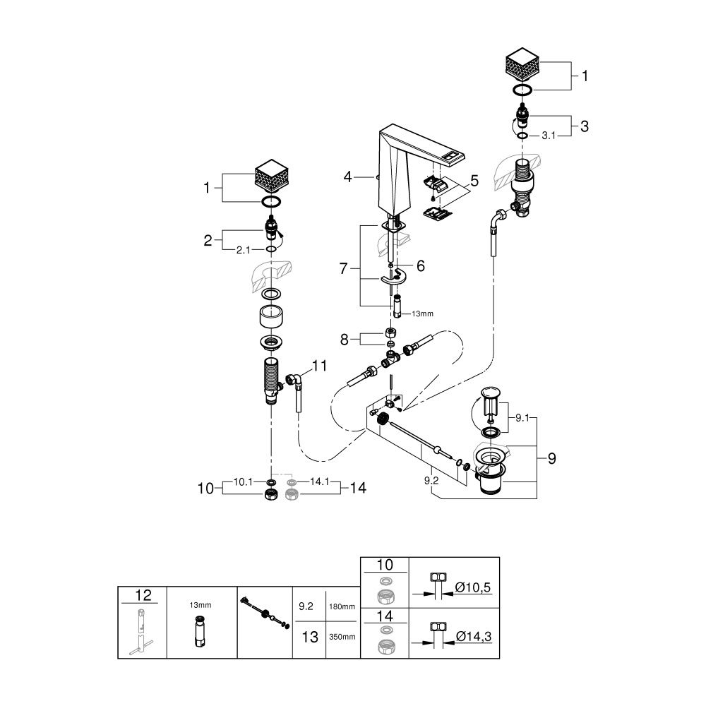 Grohe Allure Brilliant Private Collection 3-Loch-Waschtischbatterie, Kubusbetätigung Wh... GROHE-20671000 4005176791710 (Abb. 4)
