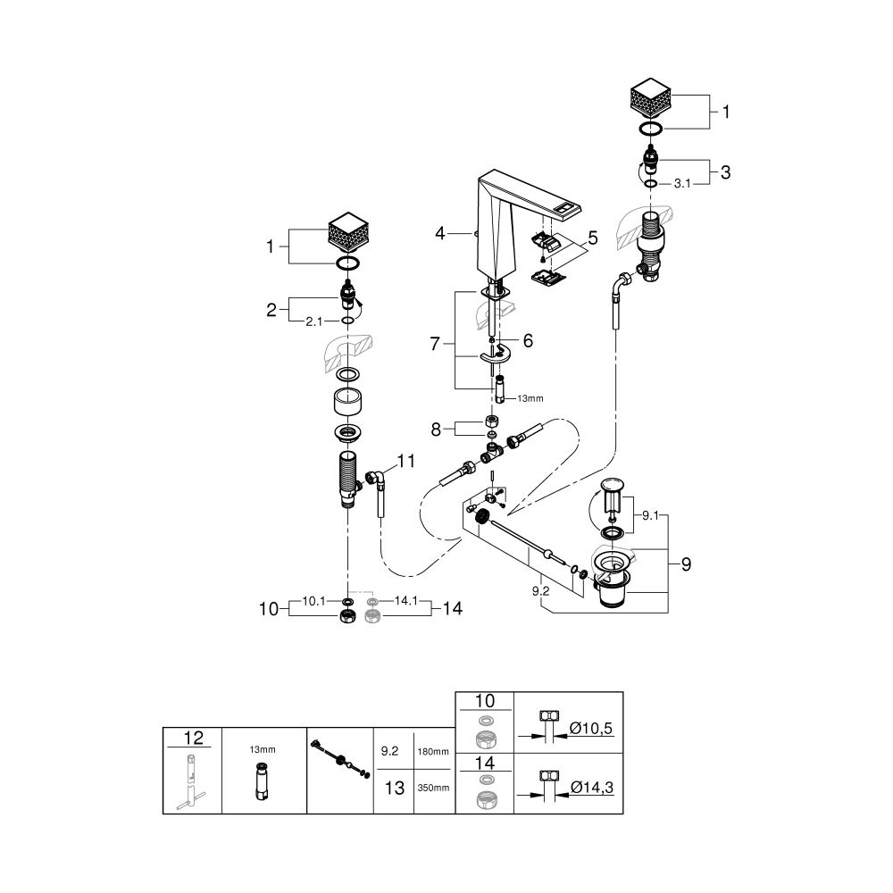 Grohe Allure Brilliant Private Collection 3-Loch-Waschtischbatterie, Kubusbetätigung Va... GROHE-20672000 4005176791741 (Abb. 4)