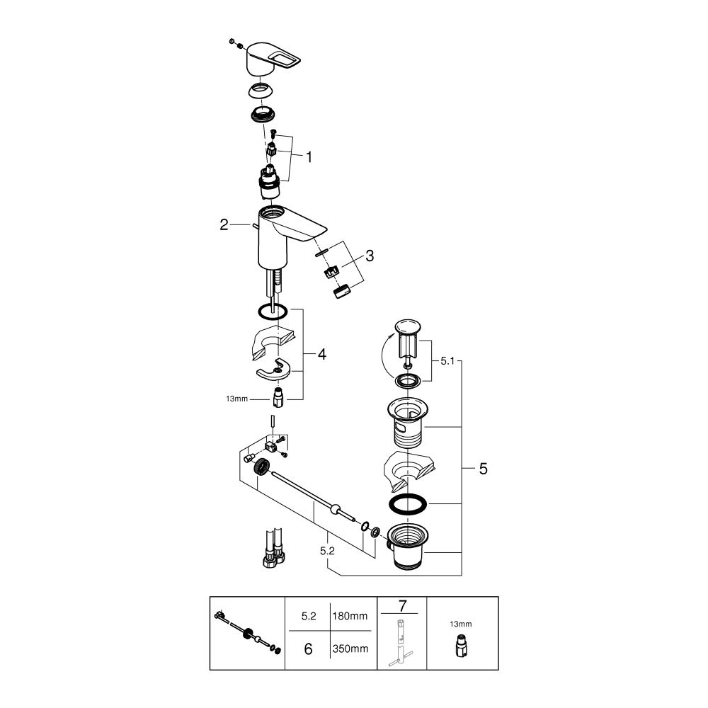 Grohe BauLoop Einhand-Waschtischbatterie, S-Size, Energie-Sparfunktion, EcoJoy 5,7l/mi... GROHE-22054001 4005176554162 (Abb. 11)