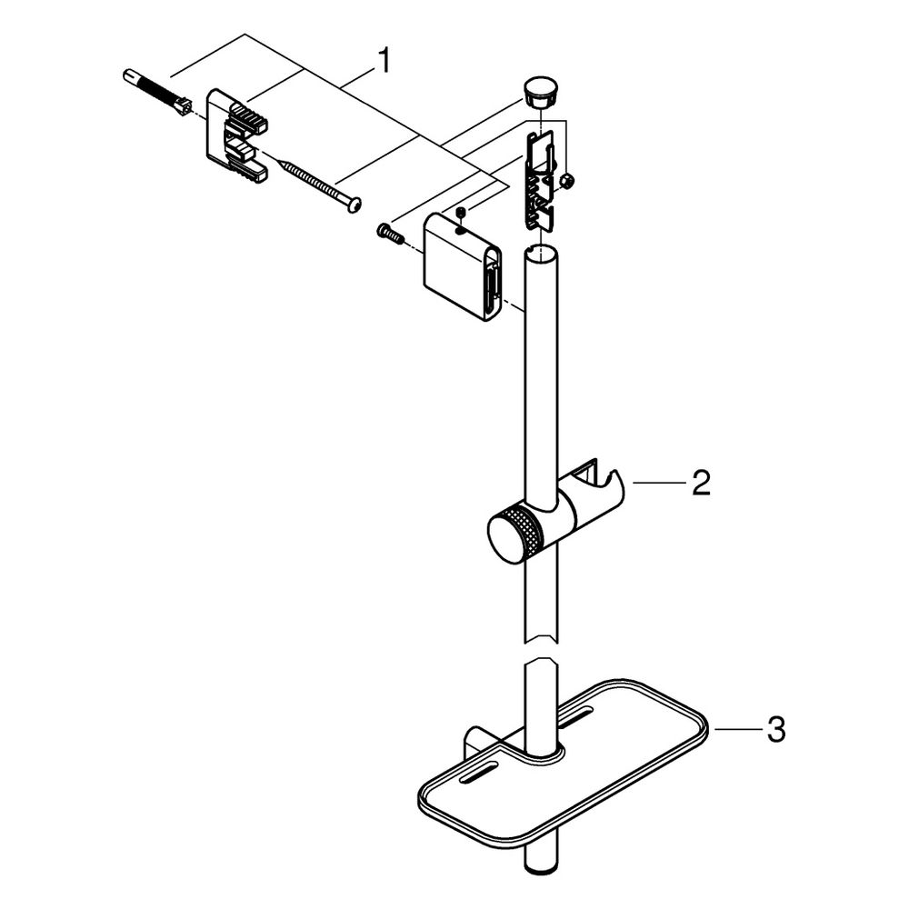 Grohe Rainshower SmartActive Brausestange, 900mm, Wandhalter Metall, Ablage, Phantom Bl... GROHE-22125KF0 4005176782619 (Abb. 7)