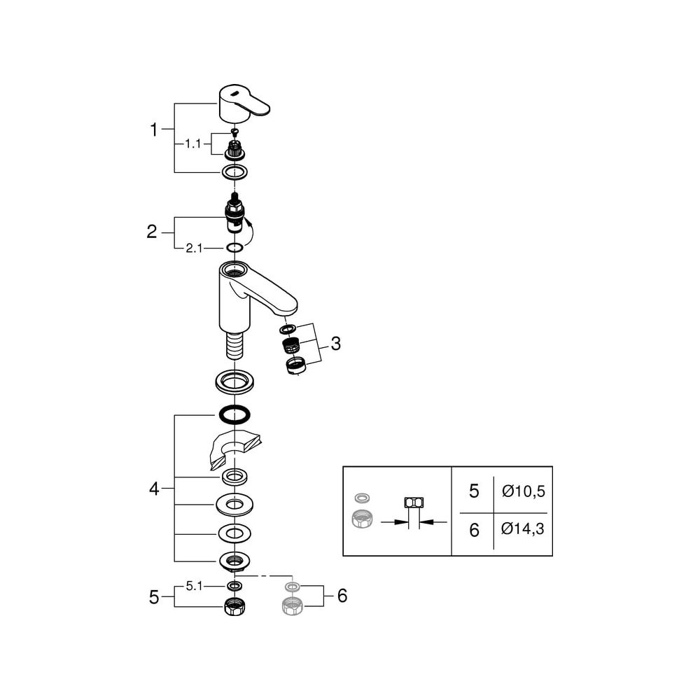 Grohe Eurostyle Cosmopolitan Standventil, XS-Size, Einlochmontage, Chrom, 23039002... GROHE-23039002 4005176886881 (Abb. 7)